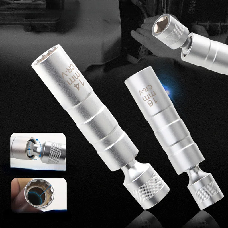 

Socket Wrench Magnetic 12 Angle Repairing Removal Tool Thin Wall 3/8" Drive Sockets for 14/16mm Spark Plug