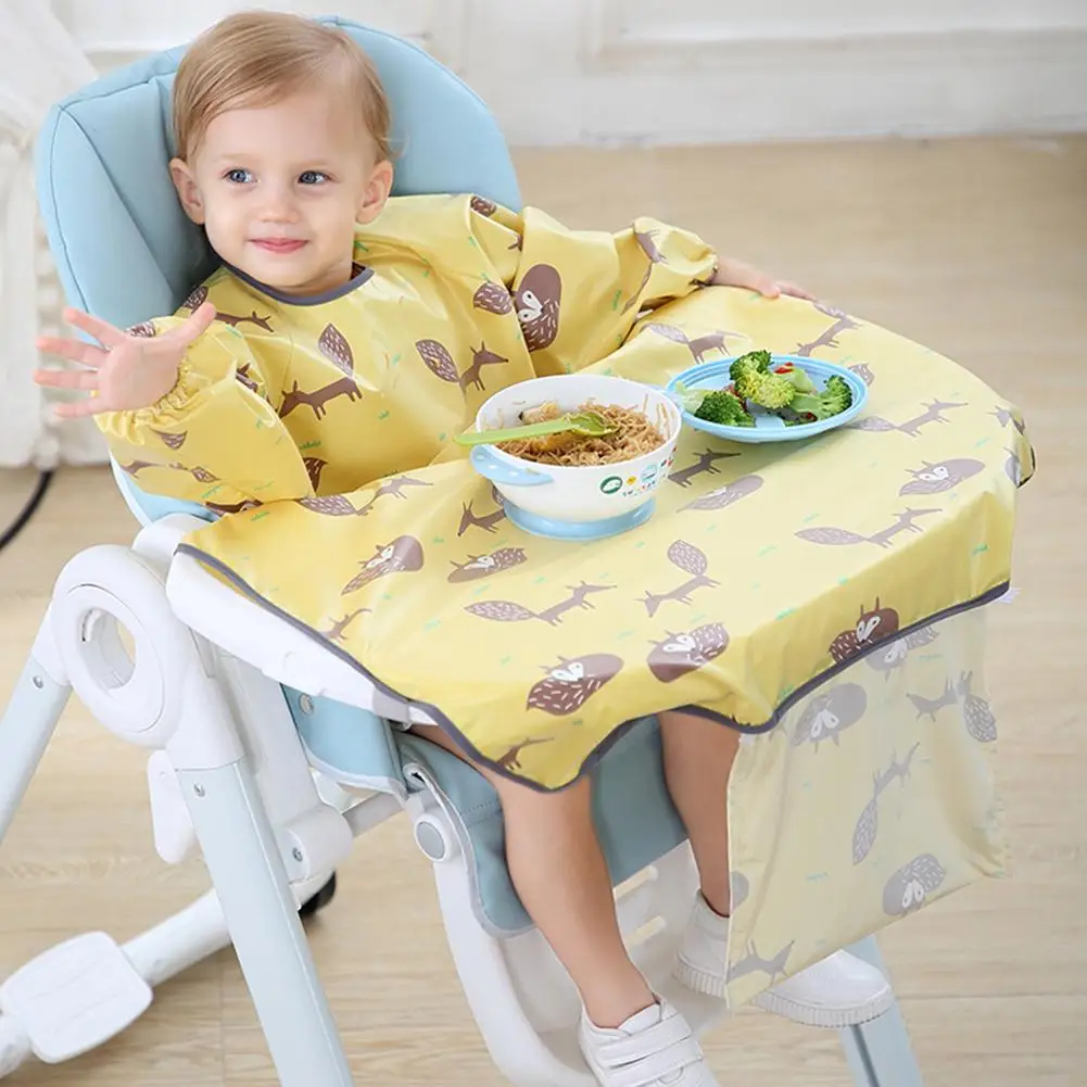 

Комбинезон с длинным рукавом для новорожденных, скатерть, наряд для детского обеденного стула, водонепроницаемое слюнявчик, фартук для кормления едой