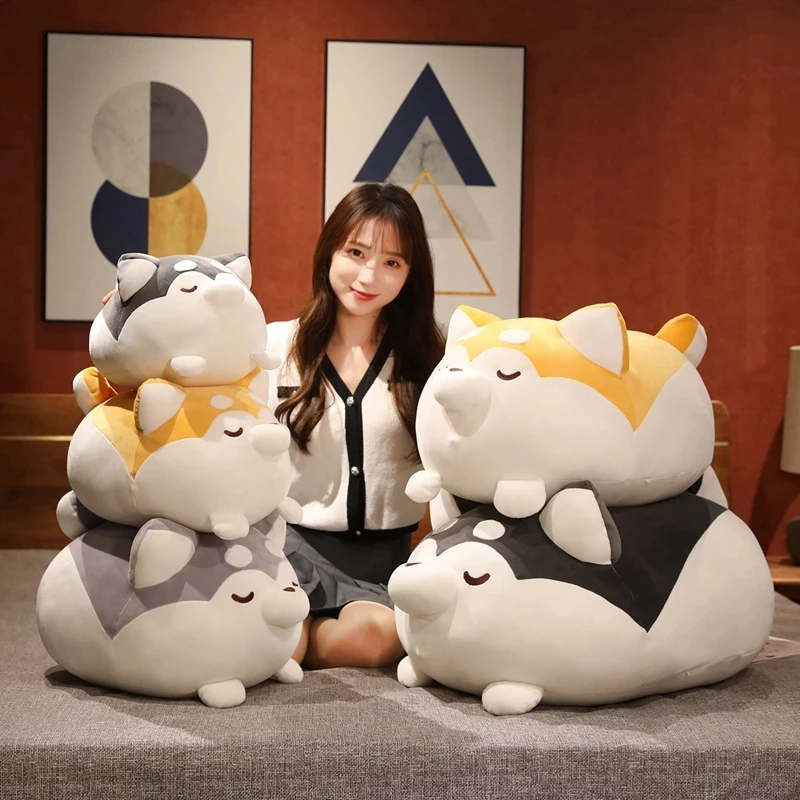 

1pc Lovely Lying Fat Shiba Inu Dog Plush Pillow Stuffed Soft Toys Cute Animal Husky Dog Dolls Sleepy Cushion Kids Girls Gifts
