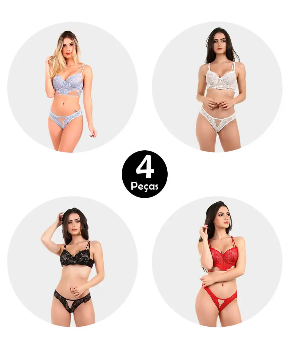 

Kit 4 Set IMI Lingerie With Bojo Cropped In Lace And Diamond Tulle