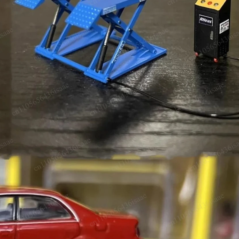 Фото Миниатюрная модель ножничного подъемника 1:64, диорама для гаража, для сцены авторемонта, коллекционный аксессуар для фигурок №1