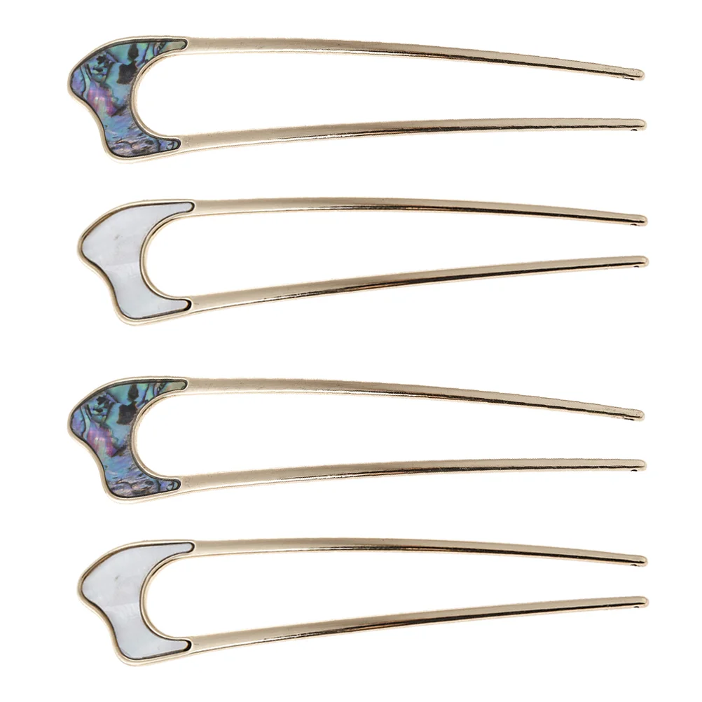 

4pcs Simple Metal Headdress U-shaped Alloy Hairpin U-shaped Hair Pin Sticks
