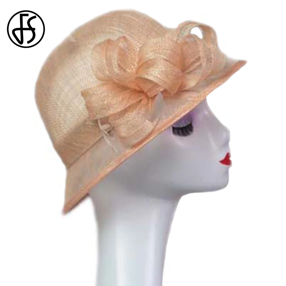 

FS Spring Summer British Flat Brim Hats For Women Bowknot Round Top Sunbonnet Ladies Breathable Sun Protection Basin Cap Korean