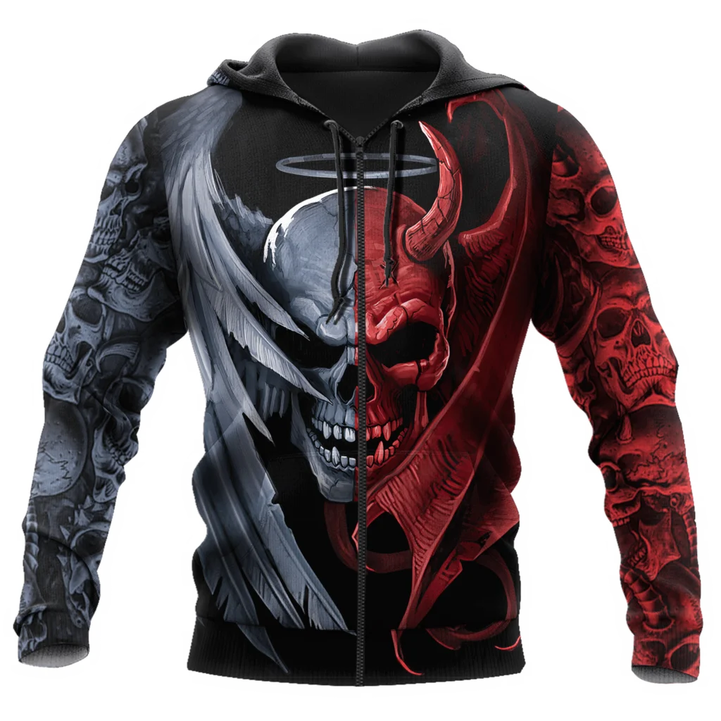 

Beautiful skull tattoo 3D full body print unisex luxury hoodie men sweatshirt zipper pullover casual jacket sportswear-191