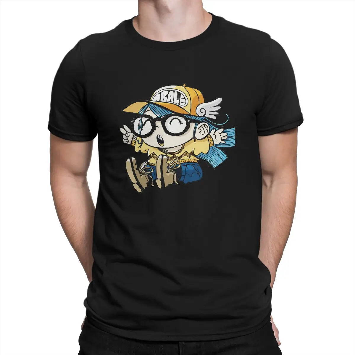 

Sketch T-Shirts for Men Dr Slump Arale Pengin Senbei Manga Fashion Cotton Tees Round Neck Short Sleeve T Shirt Classic Clothes