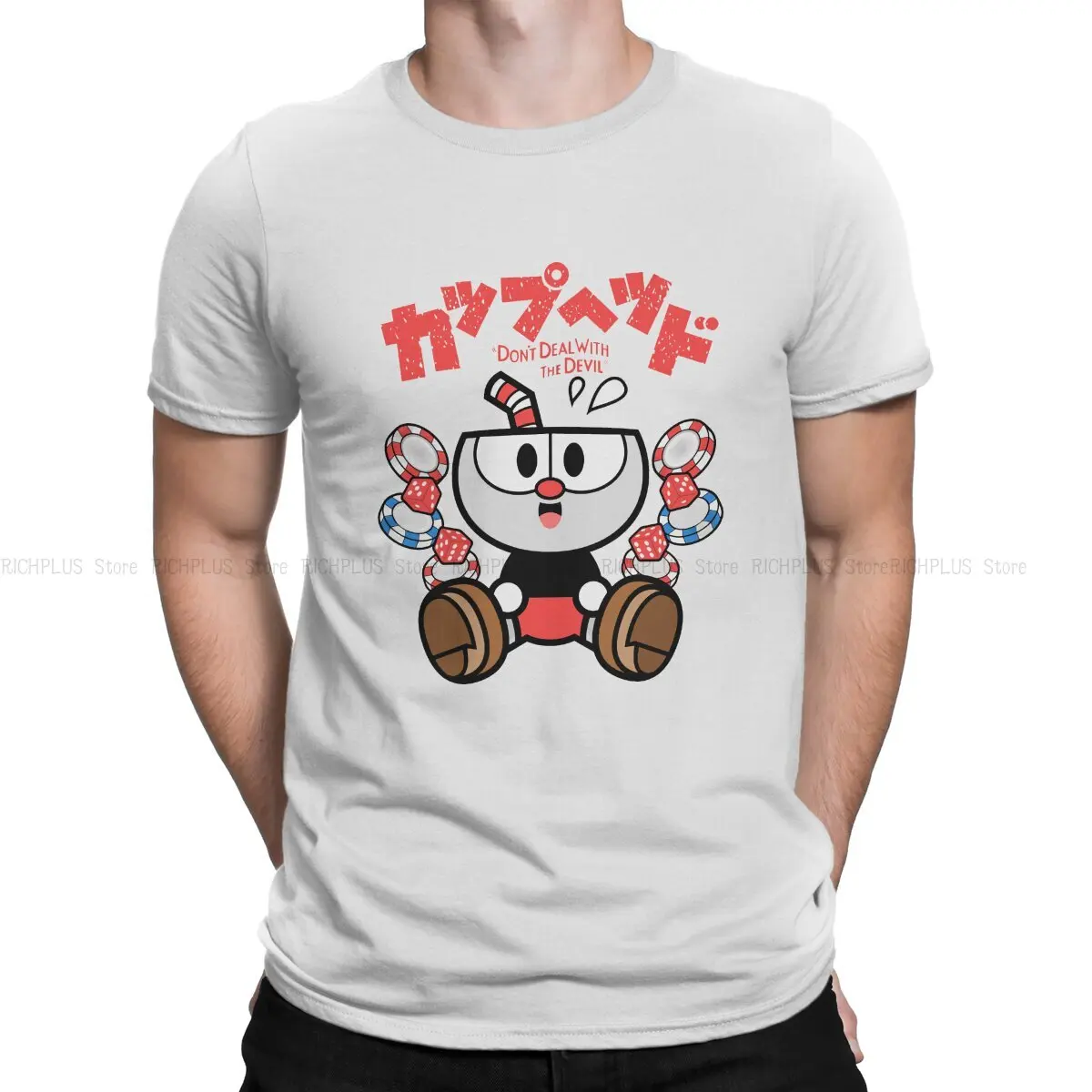 

Cuphead Game TShirt Chibi Classic Polyester T Shirt Homme Men Clothes Ofertas Big Sale