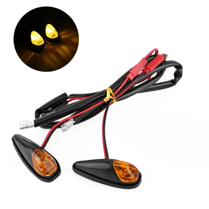 

2Pcs Motorcycle Turn Signal Indicator Blinker Lamps Side Marker Lights 12V Yellow LED Lamps Mini Universal Motorcycle Parts