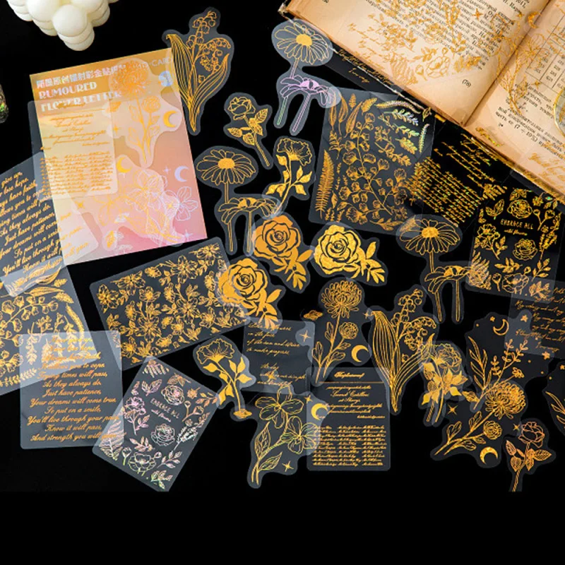 

45 листов горячего тиснения, лазерные наклейки из ПЭТ, материал для ручной учетной записи, «сделай сам», скрапбукинг, журнал, декор для фотоал...