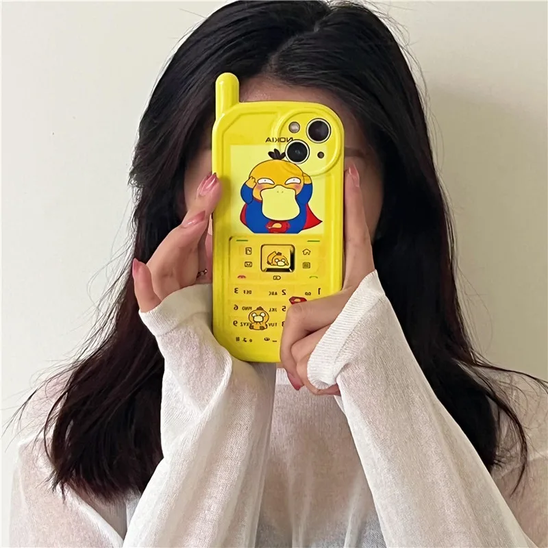 

Retro Phone Shape Yellow Duck Phone Case Cover for IPhone 11 12 13 Pro X XR XS Max Shockproof Cases for IPhone 13 Case