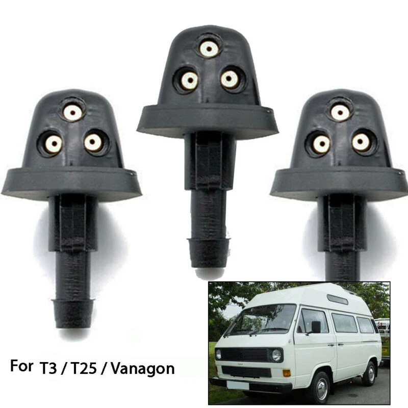 

3 Pcs Front & Rear Windscreen Wiper Washer Jet For T25 T3 Vanagon Front Rear Windshield Washer Car Auto Replacement Parts
