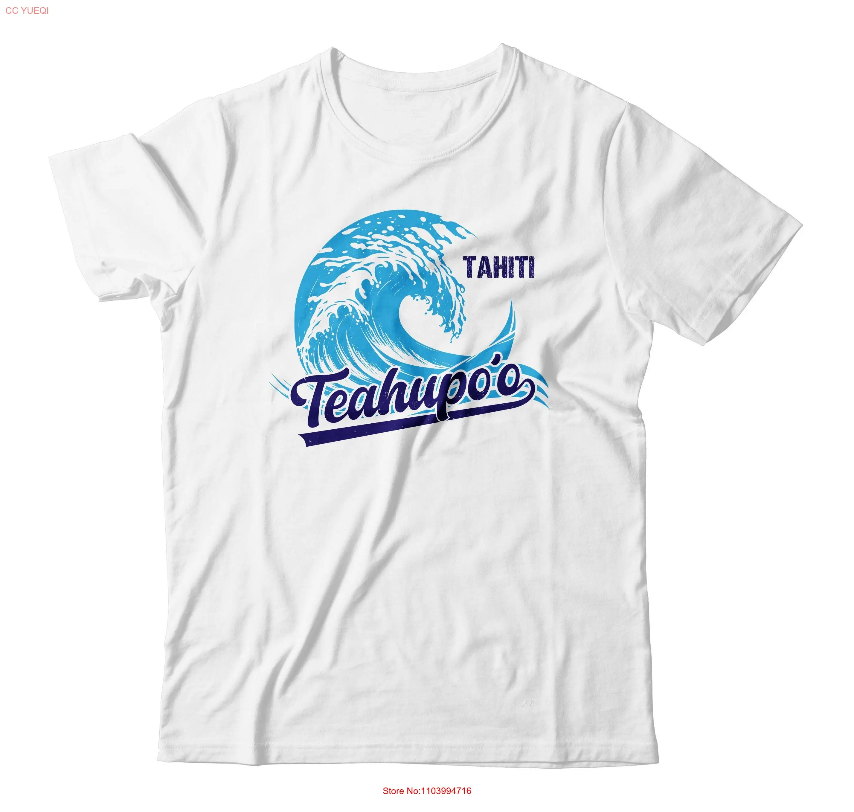 Футболка Teahupo'o Tahiti Surfing Big Wave сувенир для пляжного отдыха белый сценарий