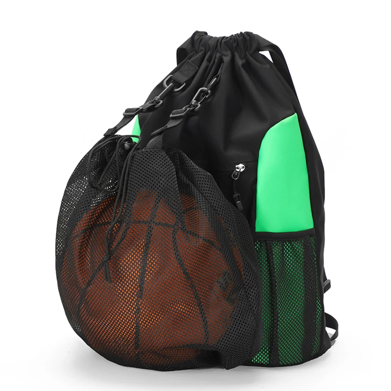 

UNIXINU Outdoor Sports Drawstring Backpack with Basketball Football Soccer Net Nylon Waterproof Gym Bag for Men