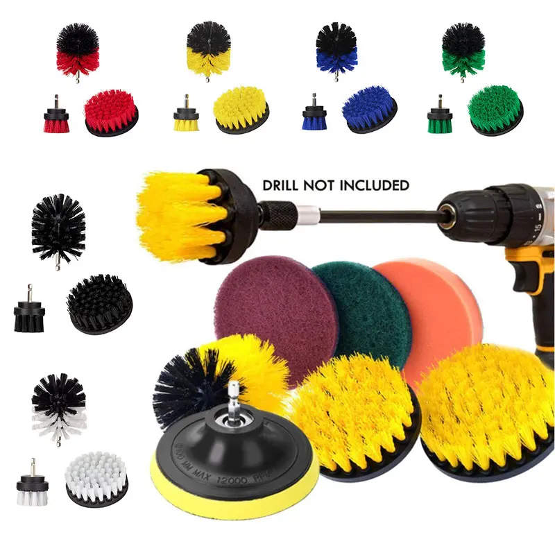 

Electric Drill Cleaning Brush Head Kit All Purpose Power Kitchen Scrubber Bathroom Tub Carpet Glass Car Tires Round Nylon Brush