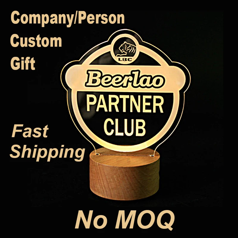 

Dropshipping Customized 3D Lamp Custom Company Logo Photo LED Night Light Signs Advertisement Board Lamp Club Gift USB Plug