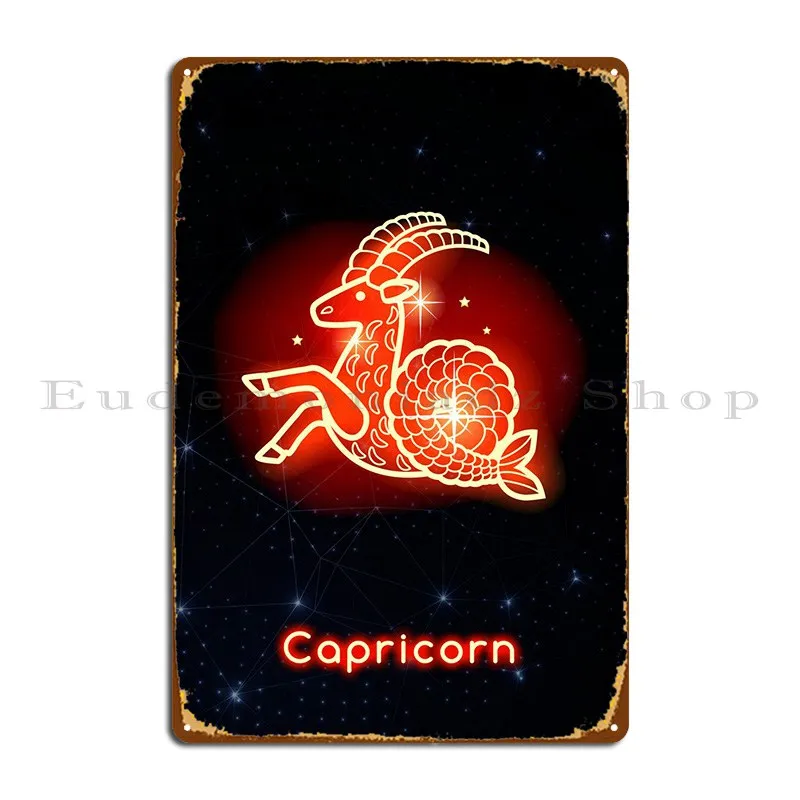

Zodiac Red Capricorn Metal Plaque Wall Decor Club Garage Design Club Tin Sign Poster