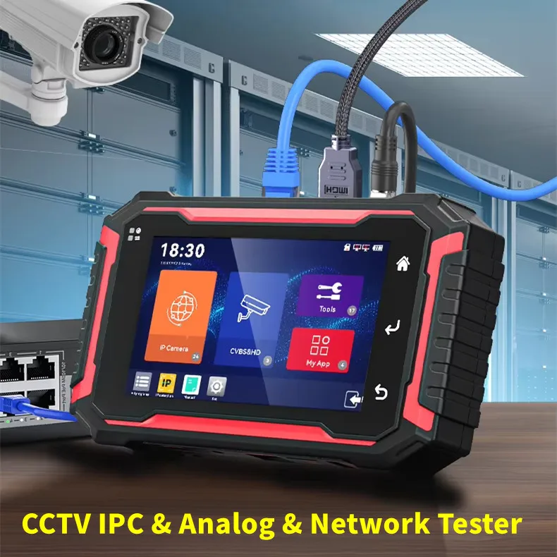 Фото Тестер аналоговых камер видеонаблюдения CVBS и сетевых кабелей TDR с PING и IP-сканером, HD сенсорный экран, сетевые инструменты NF-IPC725 №1