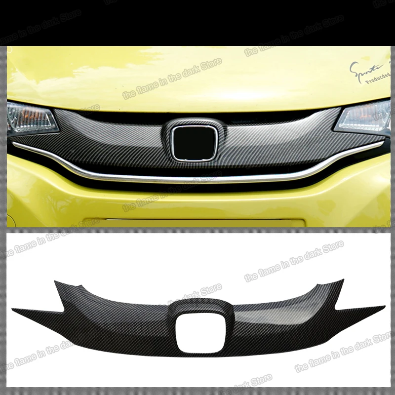 Углеродное волокно abs автомобильная передняя решетка гриль для honda fit 2014 2015 2016 2017