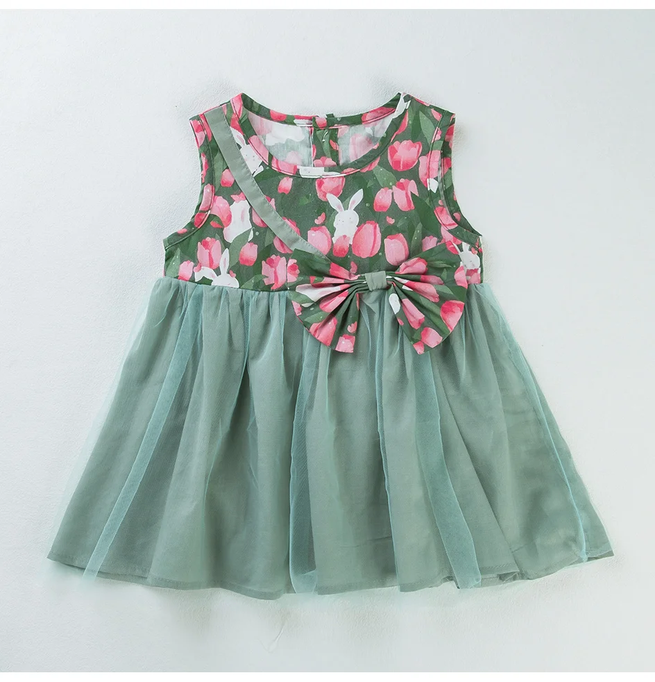 

Babany bebe 0-6 Years Infant Baby Girls Crew Neck Tulip Bow Sleeveless Clothing By Designer Newborn Baby Cotton & Yarn Dress