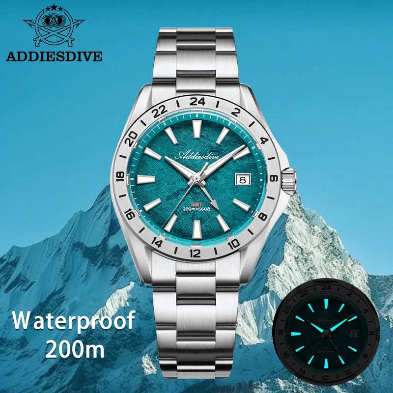 Часы ADDIESDIVE 38 мм GMT с кварцевым механизмом Swiss Ronda 515-24H, мужские часы с двойным временем, BGW9, суперлюминесцентные, с сапфировым стеклом, дайверские часы, НОВИНКА (art.: 3920da557a760) - 3920da557a760