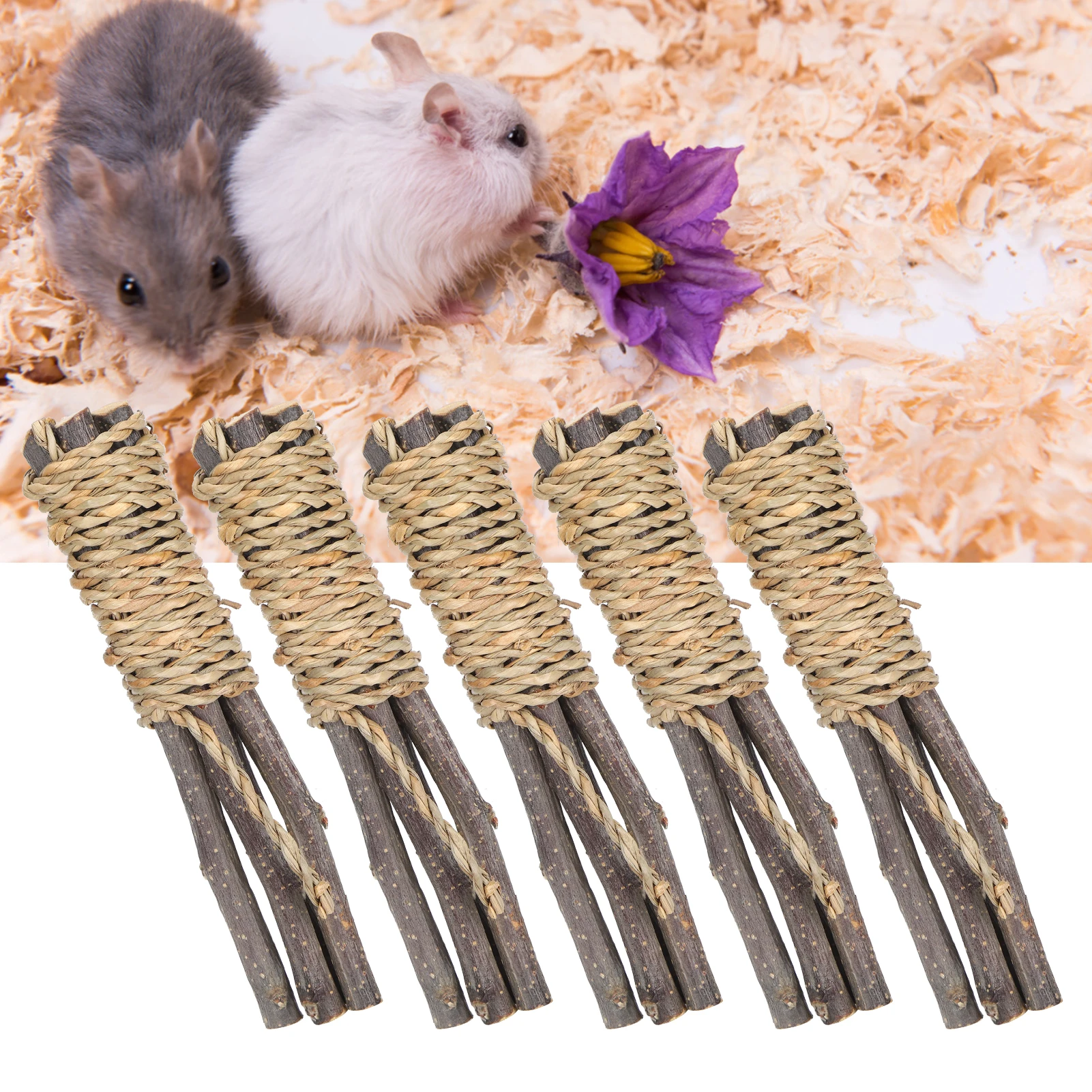 

5PCS Wooden Sticks Pet Chew Toys Teeth Cleaner For Parrot/ Rabbit/ Hamster Small Animals
