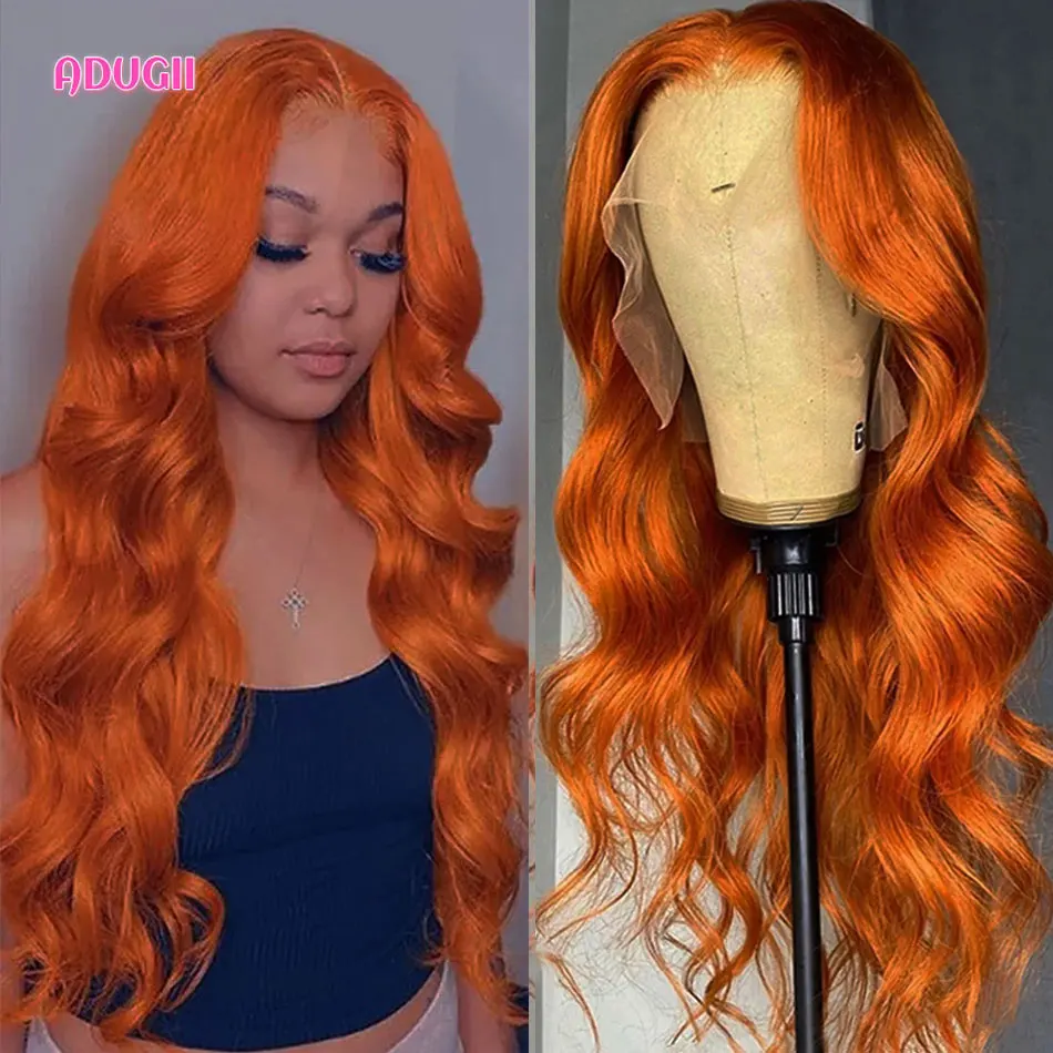 

Orange Body Wave Lace Front Wigs Brazilian Remy Hair Glueless Body Wavy Natural Human Hair Wigs For Women 28 30 Inch 250 Density