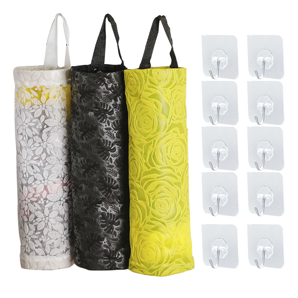 

Rubbish Bag Organizer Home With Hooks Kitchen Polyester Extraction Durable Cylindrical Space Saving Living Room Wall Hanging