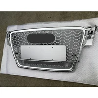 Front Sport Hex Mesh Honeycomb Hood Grill Silver for Audi A4/S4 B8 2009 2010 2011 2012 For RS4 Style For quattro style
