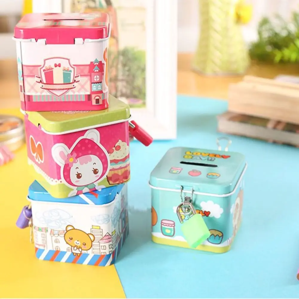 Милая мультяшная Копилка случайного цвета жестяная металлическая шкатулка для