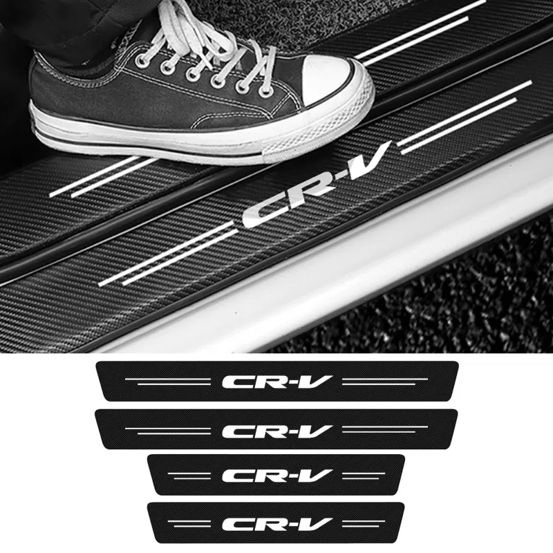 

4pcs Carbon Fiber Car Door Sill Protector Tape Threshold Stickers Decals for Honda CR-V CRV HRV Civic Accord Odyssey Accessories