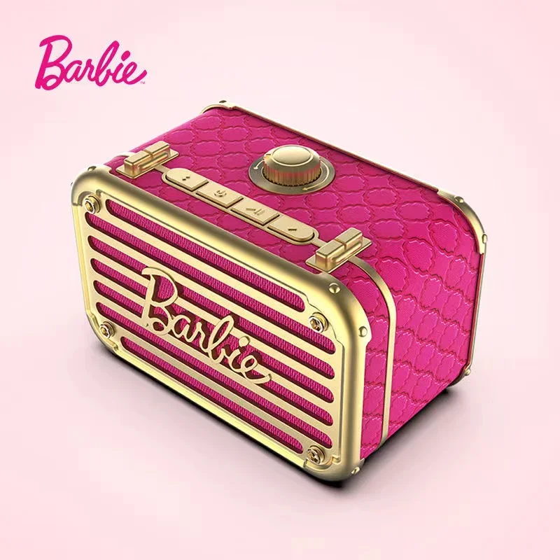Barbie Mini Bluetooth Retro Portable Wireless Smart Speaker Kawai Anime Cartoon Audio Phone Accessories Girls Gifts Decoration