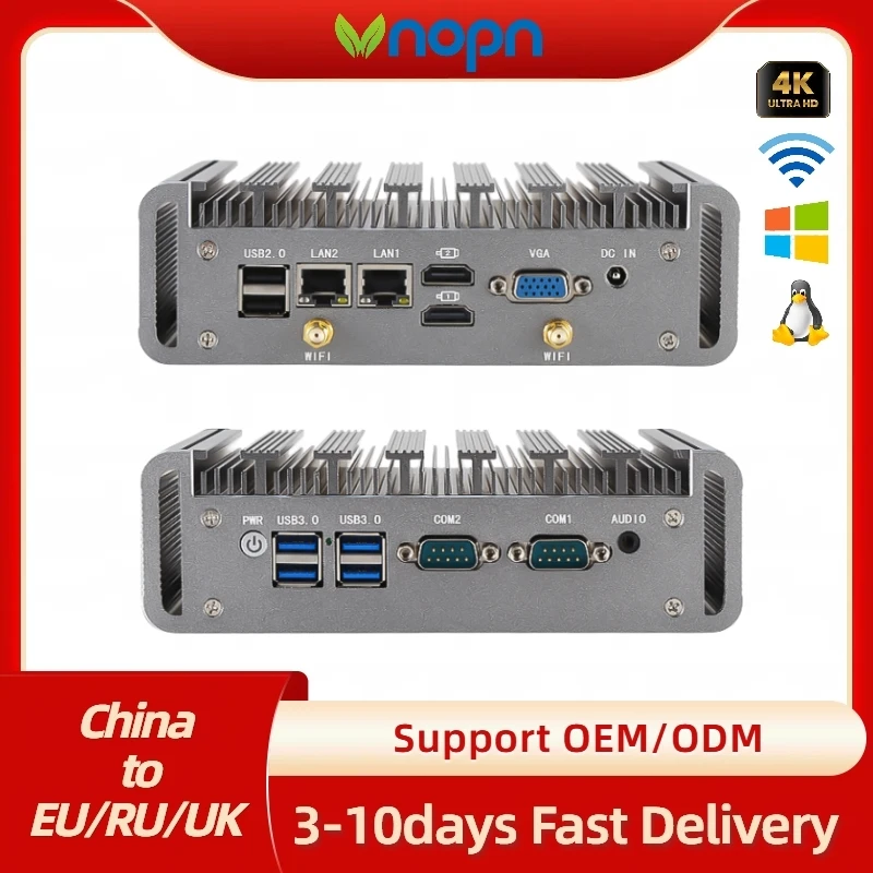 

Vnopn i3 i5 i7 5th Gen With Win Linux WIFI Industrial Fanless Box Mini PC
