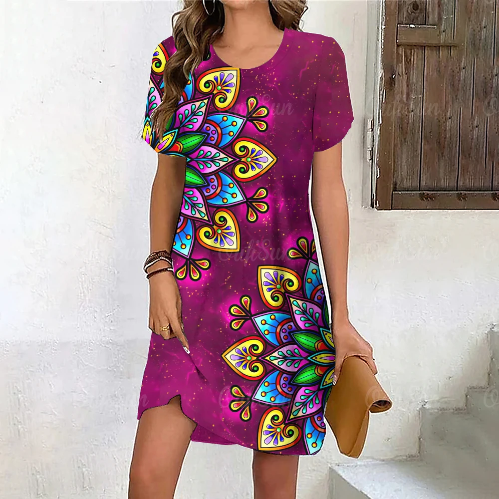 

Hexagram Flower Print Dresses Womens Sexy Party Evening Dress 2023 Summer Y2k Clothing Ladies Holiday Vacation Travel Long Dress