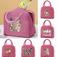 fashion wild print lunch bag insulated dinner bag thermal breakfast box bags women portable pack picnic travel products handbags