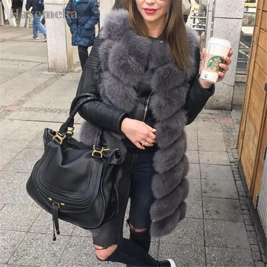 

Жилет из натурального Лисьего меха 88 см, пальто из натурального меха 7XL, женские пальто, жилет, длинные меховые пальто, пальто из натуральног...