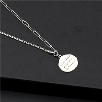 fashion simple polygonal round letter pendant necklace women hip hop titanium steel clavicle sweater chain jewelry accessories