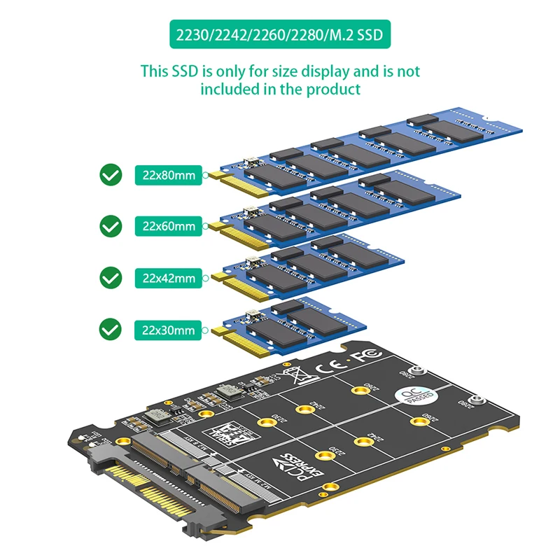 НОВЫЙ конвертер M.2 в U.2 2 1 NVMe M-Key/M.2 SATA B-Key на U2 SFF-8639 Поддержка адаптера Riser Board 2230 2242