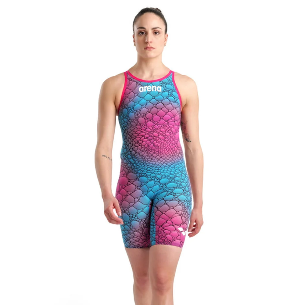 

2023 Womens Swimsuit Triathlon Competitive Training Knee Length Quick Dry One Piece Swimwear Swimming Pool Surfing Bathing Suit