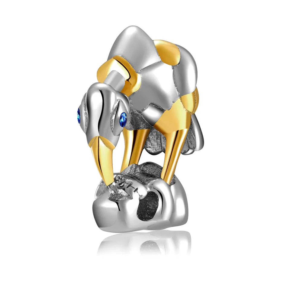 

Wild Vulture & Bones Bird Bead fit Women Bracelet Necklace Lady Girl DIY Jewelry Gift S925 Sterling Silver Charm Gold Plated