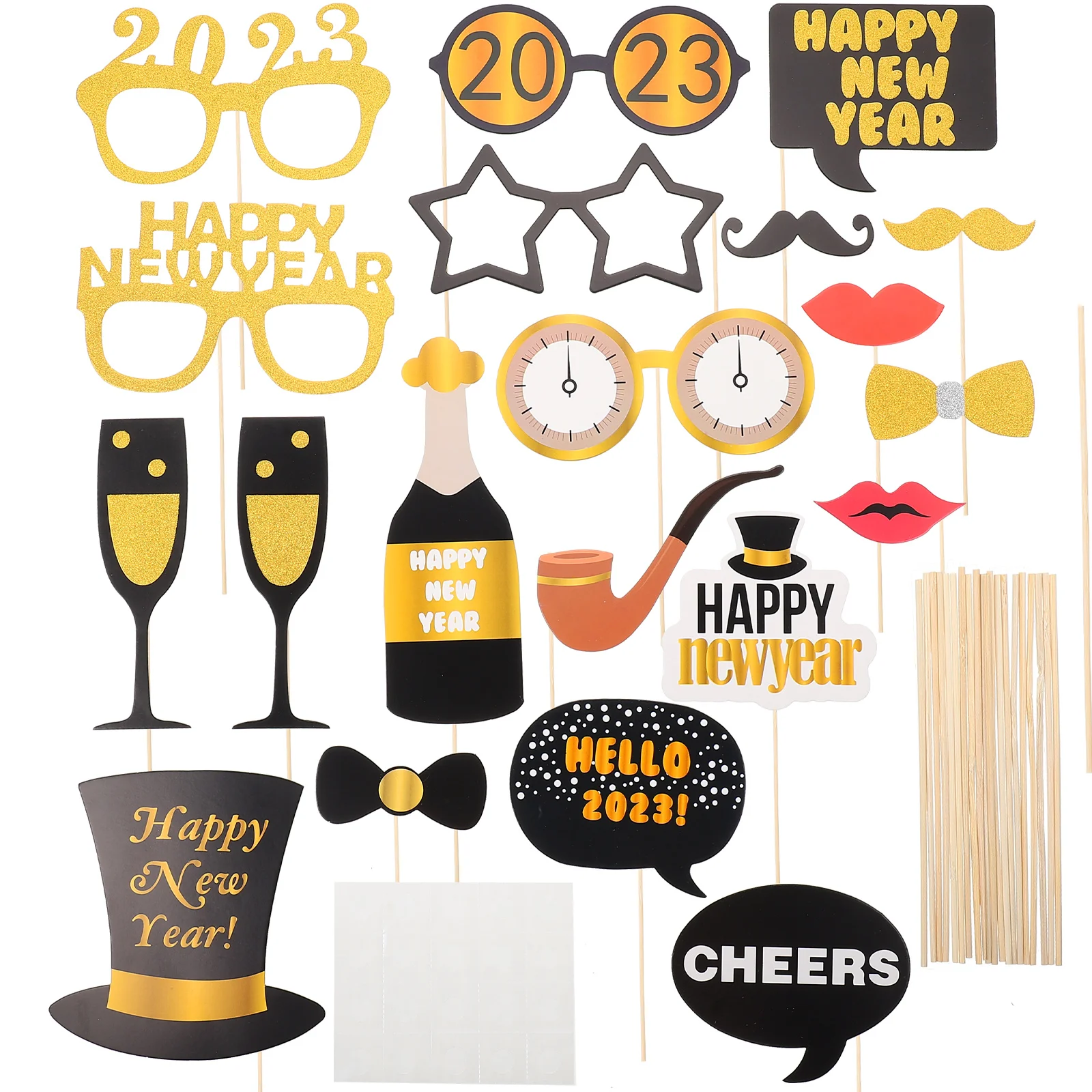 

Props Photo New Selfie Party Year Prop Christmas 2023 Years Decor Eyeglasses Booth Glasses Decorations Supplies Handheld