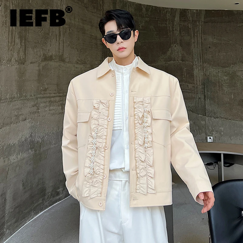 

IEFB Autumn New Jacket Trend Men's Multi Pocket Safari Style Coat Solid Color Patchwork Lapel Casual Top Fashion Cardigan 9C1600