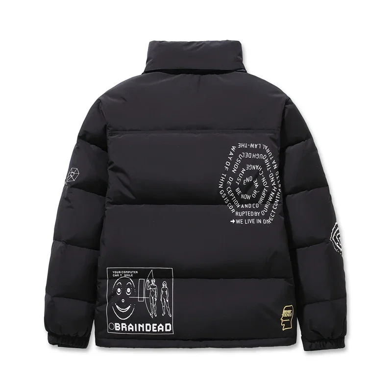 Пуховик Harajuku мужской короткий зимний пуховик с принтом толстое белое утиное