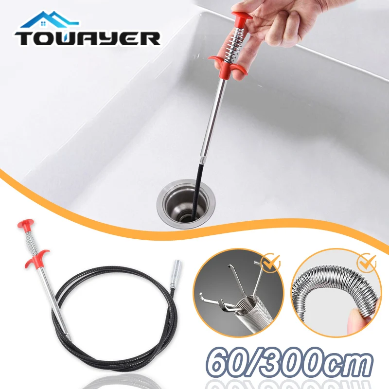 

60/160/300cm Spring Pipe Dredging Tools,Drain Snake, Drain Cleaner Sticks Clog Remover Cleaning Tools Household for Kitchen Sink