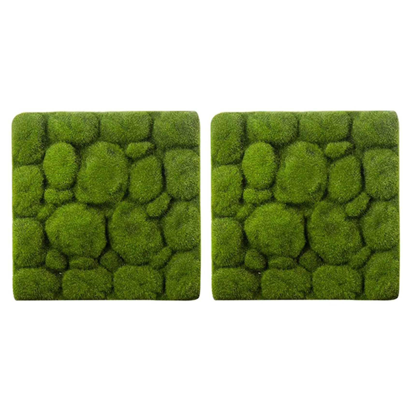 

2X Grass Mat- Stone Shape Indoor Green Artificial Lawns Turf Carpets Fake Sod Moss for Home Hotel Wall Balcony Decor