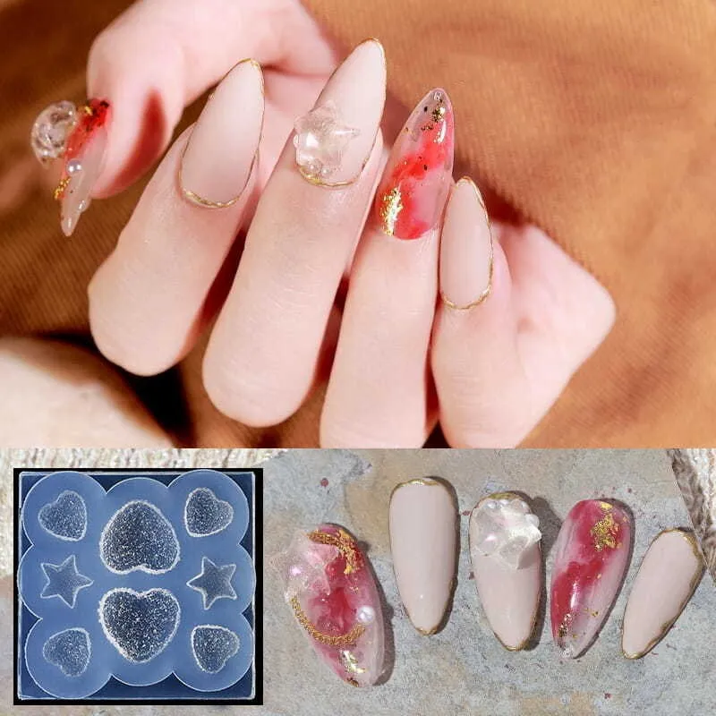 

Love Heart Sweet Nail 3D Acrylic Daisy Mold for Nail Art Decorations Silicone Mould Nail Art Templates Nails Art DIY Design