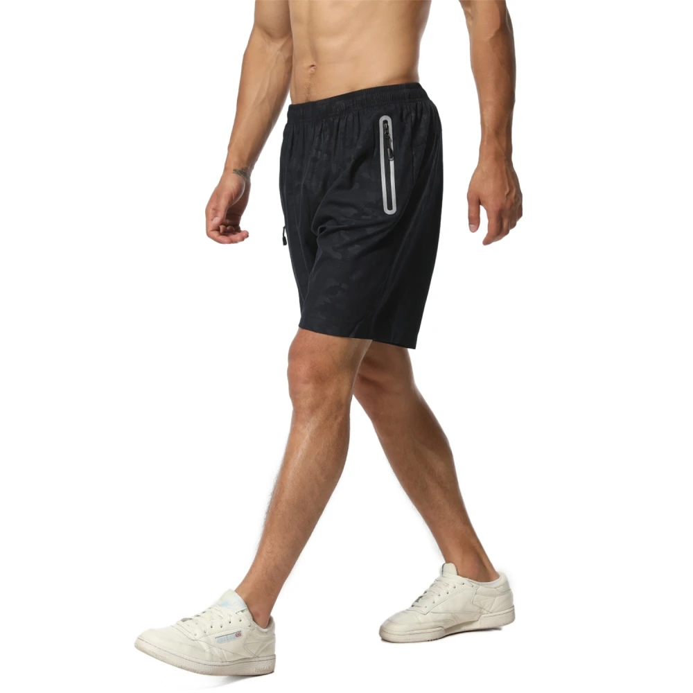 2/5pcs Men Running Shorts Gym Sports Shorts Zipper Pocket Breathable Striped Quick Dry Workout Training Fitness Jogging Short