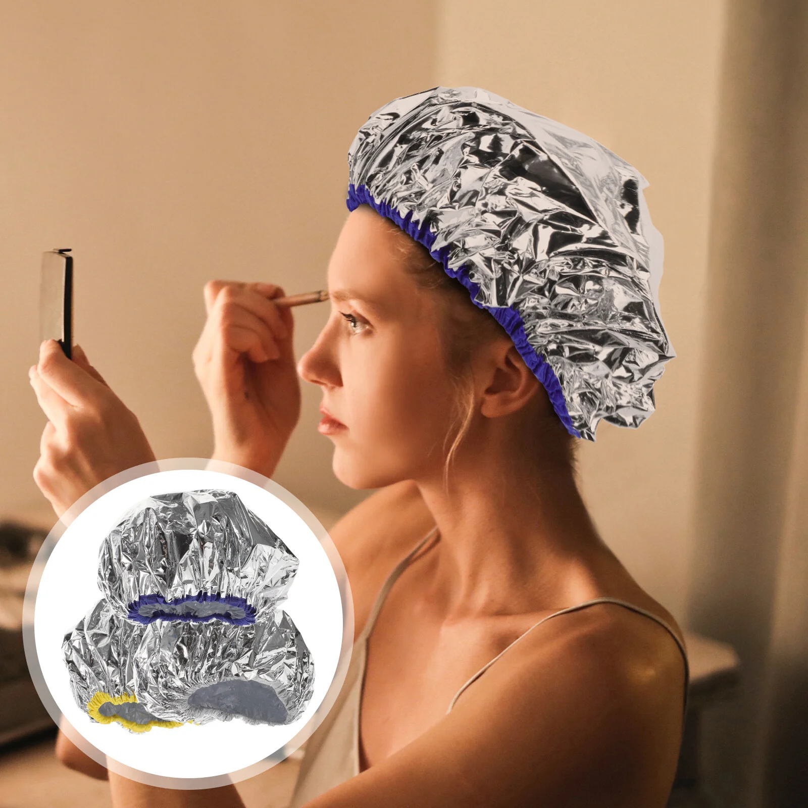 

Tin Foil Hair Mask Cap Processing Caps Heat Deep Conditioning Elastic Coloring Hat