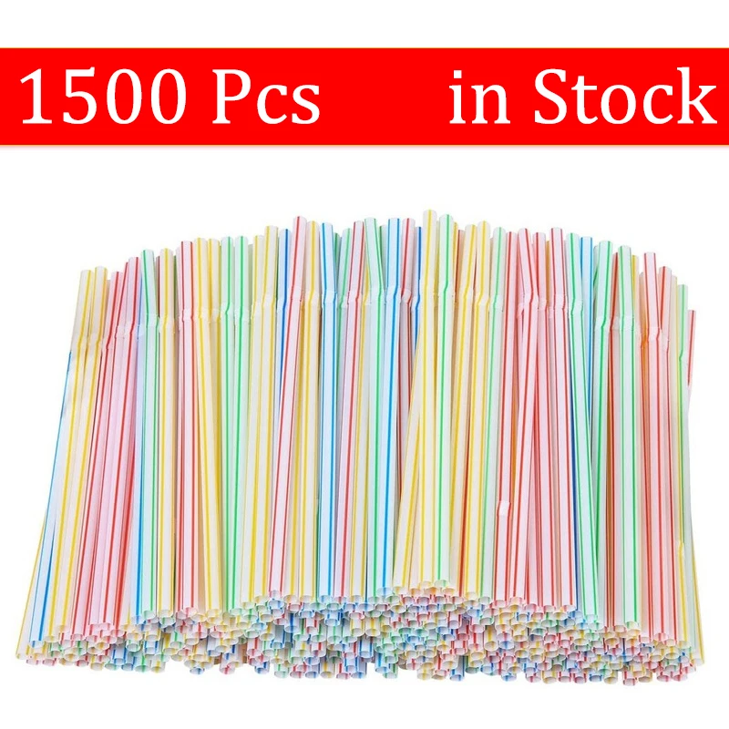 

1500 Pcs Plastic Straws For Drinking Random Color Disposable Straw