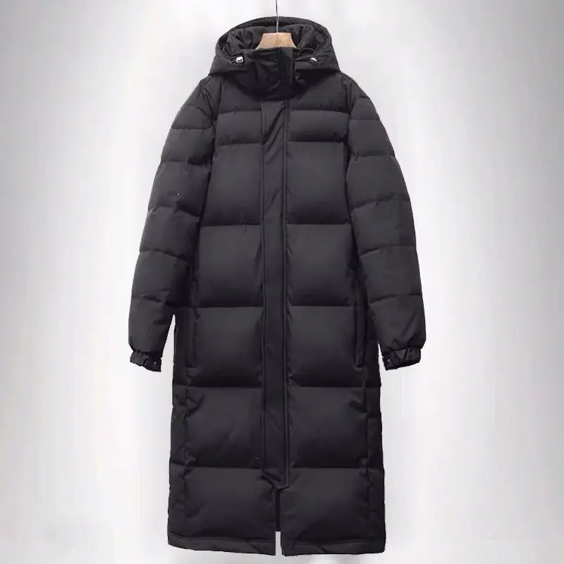 Man Winter Clothing Cotton Padded Parkas with a Hood Male X-Long Coat & Jacket Waterproof Windbreaker Black Plus Big Size 3XL