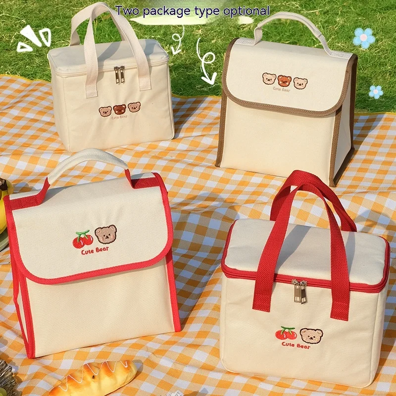 

Женская симпатичная сумка для ланча, изолированная Холщовая Сумка-холодильник для девочек, термоконтейнер из алюминиевой фольги для еды, контейнер для семейного и школьного ужина и пикника