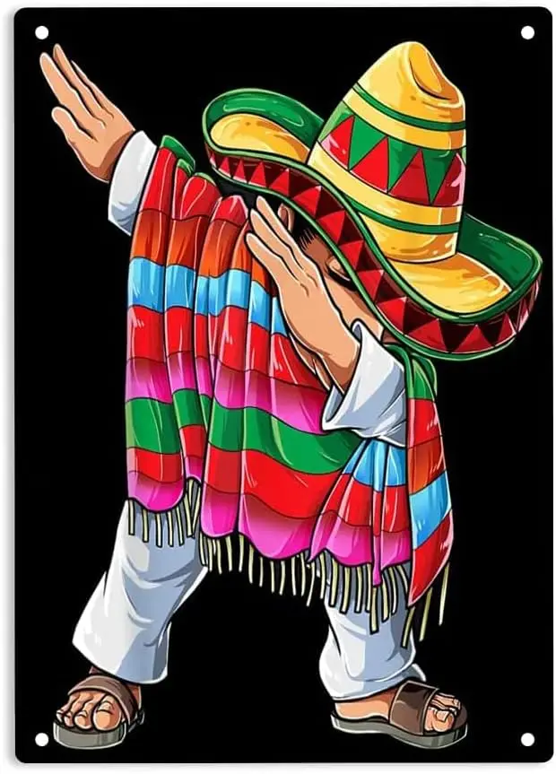ERMUHEY Мексиканское пончо Сомбреро Знак Металлическая жестяная вывеска
